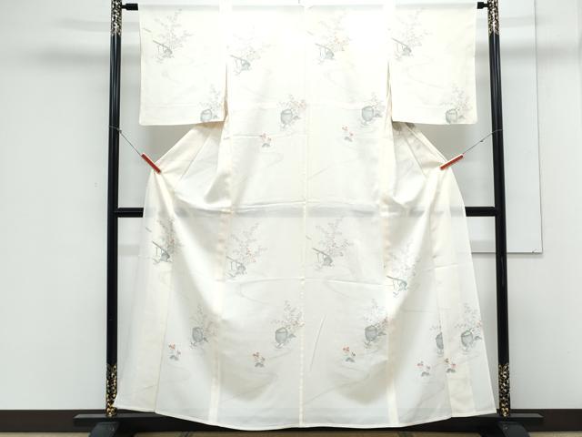 平和屋着物＊夏物　小紋　絽　手描き　風景文　正絹　逸品　CABK9597th
