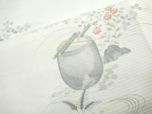 平和屋着物＊夏物　小紋　絽　手描き　風景文　正絹　逸品　CABK9597th