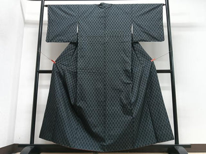 平和屋着物■本場大島紬　7マルキ　市松文様　正絹　逸品　CABK9601xe
