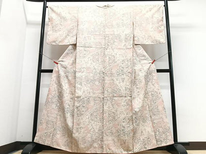 平和屋着物■上質な紬　花唐草文正絹　逸品　CABK9605xe