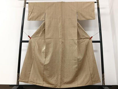 平和屋着物■上質な紬　十字絣　縞　正絹　逸品　CABK9614xe