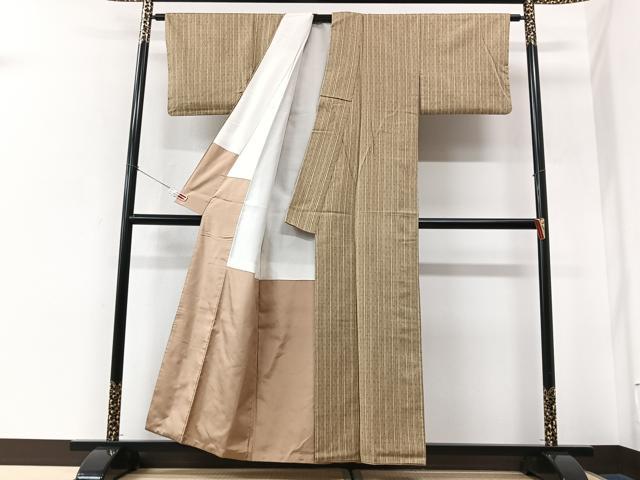平和屋着物■上質な紬　十字絣　縞　正絹　逸品　CABK9614xe