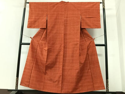 平和屋着物■上質な紬　井桁絣　正絹　逸品　CABK9615xe