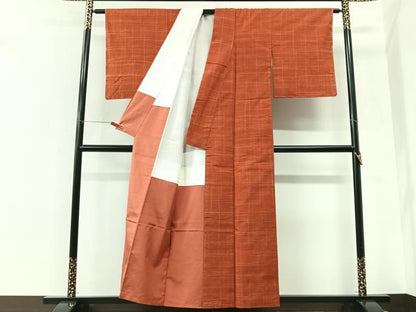 平和屋着物■上質な紬　井桁絣　正絹　逸品　CABK9615xe