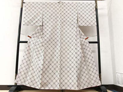 平和屋着物■上質な紬　麻の葉文様　正絹　逸品　CABK9617xe