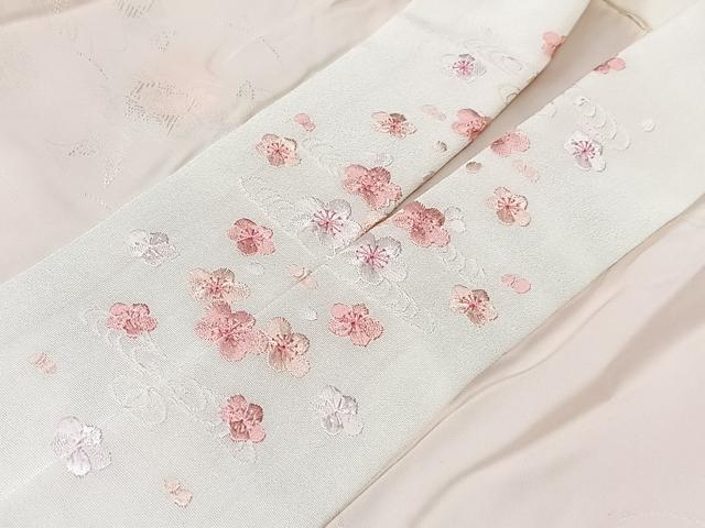 平和屋着物■長襦袢　無双仕立て　芝草花地紋　半衿刺繍　正絹　逸品　CABK9618xe