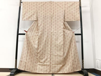平和屋着物■上質な紬　麻の葉文様　正絹　逸品　CABK9625xe