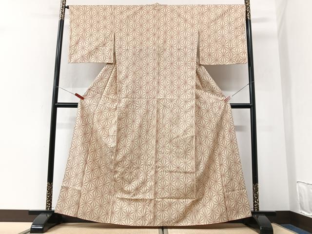 平和屋着物■上質な紬　麻の葉文様　正絹　逸品　CABK9625xe
