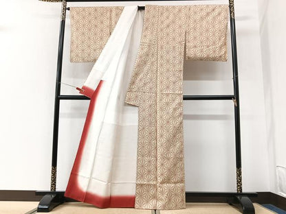平和屋着物■上質な紬　麻の葉文様　正絹　逸品　CABK9625xe
