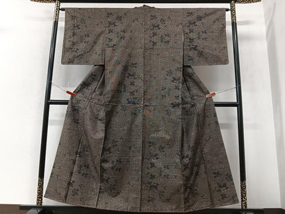 平和屋着物■本場大島紬　9マルキ　泥染め　花唐草文　純絹手織物謹製　証紙付き　正絹　逸品　未使用　CABK9651xe
