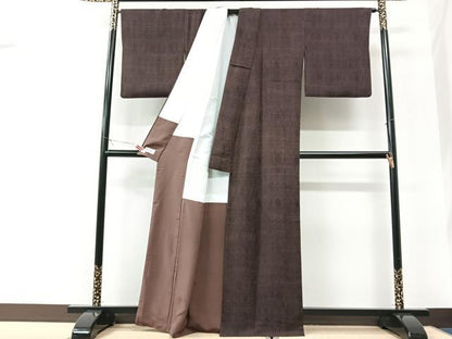 平和屋着物■上質な小紋　草花文　格子文　やまと誂製　正絹　逸品　CABK9654xe