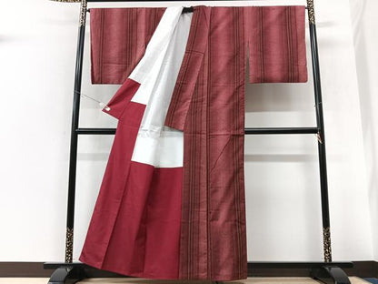 平和屋着物■上質な紬　間道　正絹　逸品　CABK9658xe