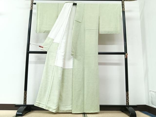 平和屋着物■上質な色無地　若葉色　正絹　逸品　CABK9664xe