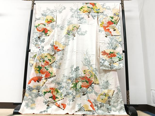 平和屋着物■豪華振袖　駒刺繍　扇面花文　金彩　正絹　逸品　CABK9666xe