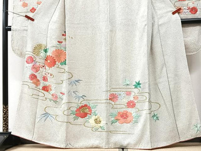 平和屋着物■豪華振袖　総絞り　総刺繍　草花文　金糸　正絹　逸品　CABK9669xe