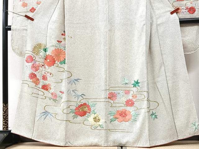 平和屋着物■豪華振袖　総絞り　総刺繍　草花文　金糸　正絹　逸品　CABK9669xe