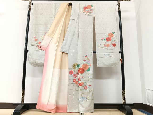 平和屋着物■豪華振袖　総絞り　総刺繍　草花文　金糸　正絹　逸品　CABK9669xe