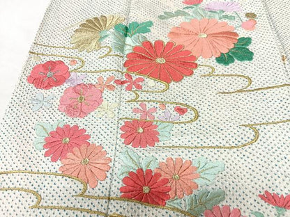 平和屋着物■豪華振袖　総絞り　総刺繍　草花文　金糸　正絹　逸品　CABK9669xe