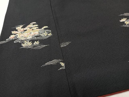 平和屋着物■上質な小紋　風景文　黒地　正絹　逸品　CABK9670xe