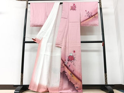 平和屋着物■訪問着　手描き　枝花文　暈し染め　正絹　逸品　CABK9674xe