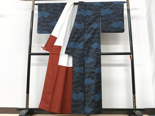 平和屋着物■本場大島紬　9マルキ　大丸織物謹製　雲取り文　証紙付き　正絹　逸品　CABK9678xe