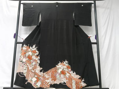 平和屋着物■豪華黒留袖　吉祥花文　金銀彩　正絹　逸品　CABK9683xe