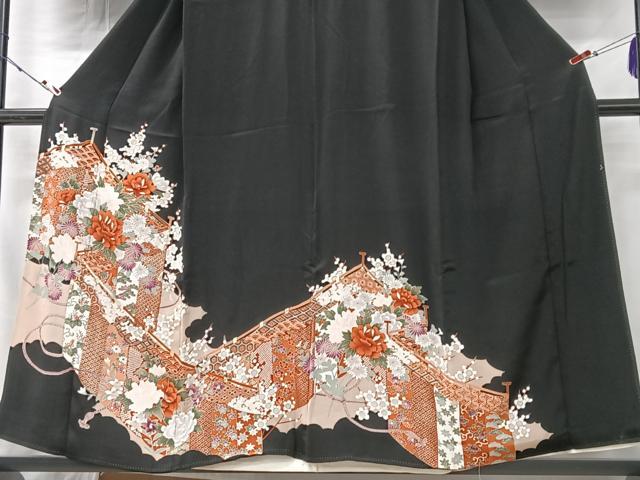 平和屋着物■豪華黒留袖　吉祥花文　金銀彩　正絹　逸品　CABK9683xe