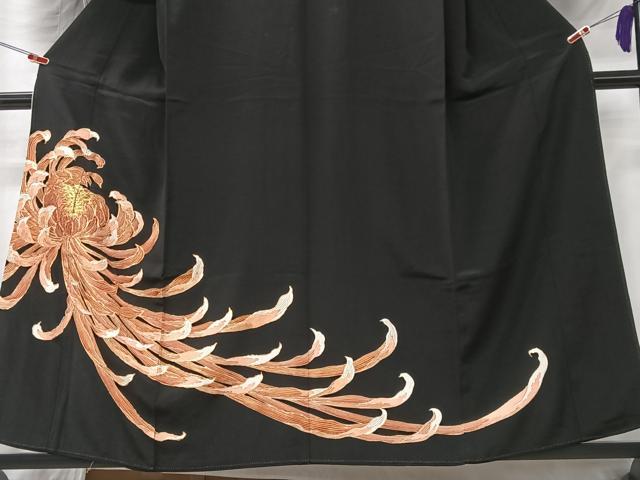 平和屋着物■豪華黒留袖　駒刺繍　乱菊　金彩　正絹　逸品　CABK9685xe