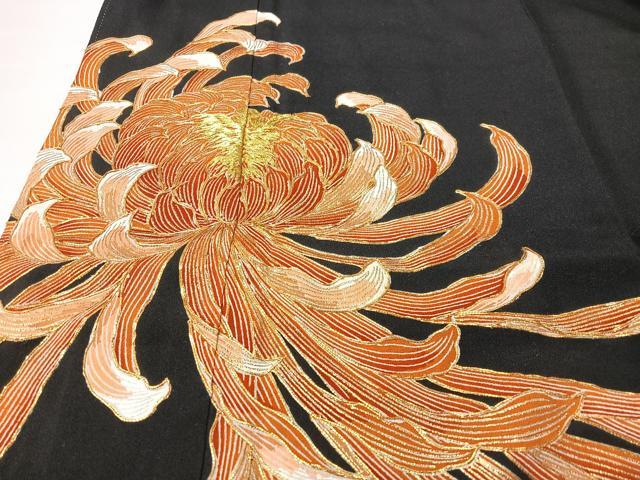 平和屋着物■豪華黒留袖　駒刺繍　乱菊　金彩　正絹　逸品　CABK9685xe