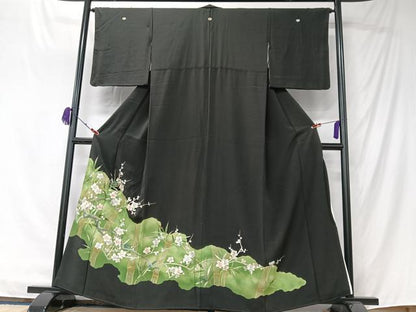 平和屋着物■豪華黒留袖　刺繍　笹竹梅文　金彩　正絹　逸品　CABK9687xe