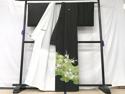 平和屋着物■豪華黒留袖　刺繍　笹竹梅文　金彩　正絹　逸品　CABK9687xe