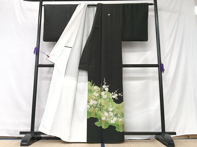 平和屋着物■豪華黒留袖　刺繍　笹竹梅文　金彩　正絹　逸品　CABK9687xe