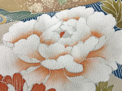 平和屋着物■豪華黒留袖　孔雀花文　金彩　正絹　逸品　CABK9688xe