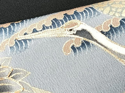 平和屋着物■豪華黒留袖　駒刺繍　飛鶴松文　金彩　正絹　逸品　CABK9690xe
