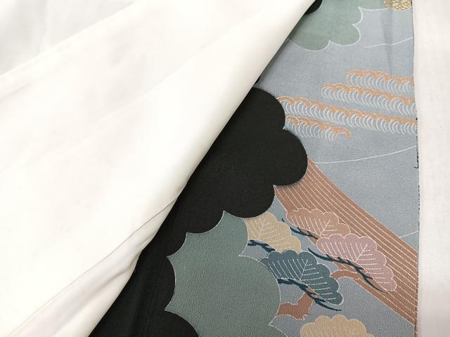 平和屋着物■豪華黒留袖　駒刺繍　飛鶴松文　金彩　正絹　逸品　CABK9690xe