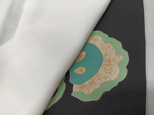 平和屋着物■豪華黒留袖　駒刺繍　草花文　金彩　正絹　逸品　CABK9691xe