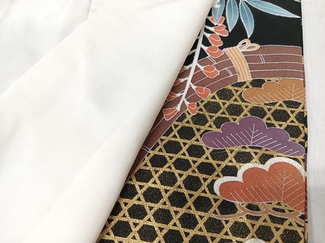 平和屋着物■豪華黒留袖　作家物　駒刺繍　枝松文　金彩　正絹　逸品　CABK9692xe