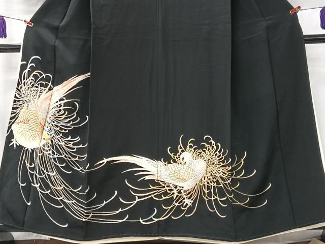 平和屋着物■豪華黒留袖　総刺繍　尾長鳥　金銀糸　正絹　逸品　CABK9696xe