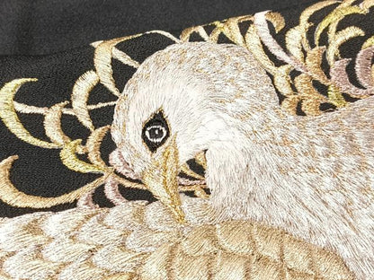 平和屋着物■豪華黒留袖　総刺繍　尾長鳥　金銀糸　正絹　逸品　CABK9696xe