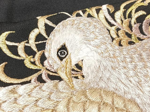 平和屋着物■豪華黒留袖　総刺繍　尾長鳥　金銀糸　正絹　逸品　CABK9696xe