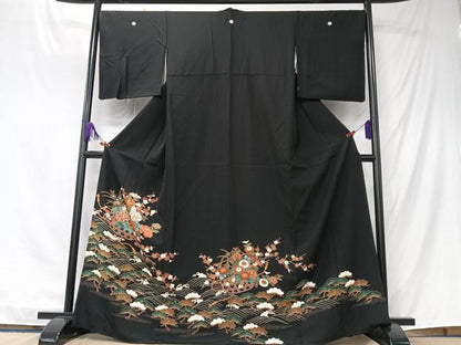 平和屋着物■豪華黒留袖　花篭　浜松文　金彩　正絹　逸品　CABK9699xe