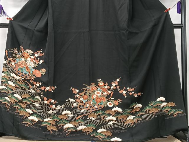 平和屋着物■豪華黒留袖　花篭　浜松文　金彩　正絹　逸品　CABK9699xe