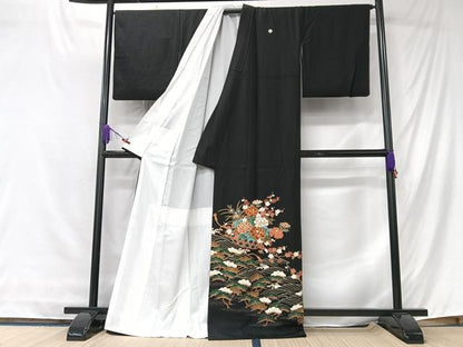 平和屋着物■豪華黒留袖　花篭　浜松文　金彩　正絹　逸品　CABK9699xe