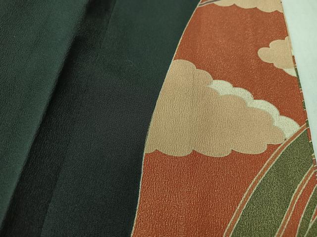 平和屋着物■豪華黒留袖　作家物　駒刺繍　飛鶴花唐草文　金彩　正絹　逸品　CABK9701xe