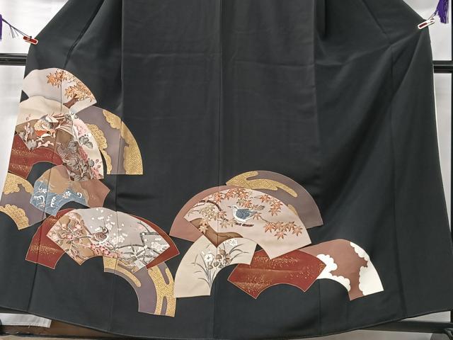 平和屋着物■豪華黒留袖　刺繍　地紙花鳥文　金彩　正絹　逸品　CABK9707xe