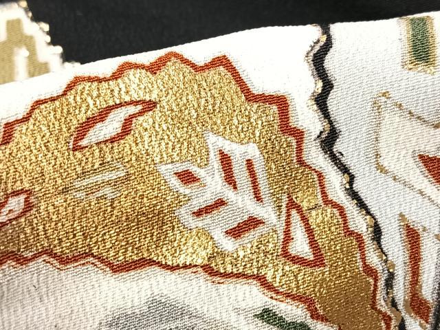 平和屋着物■豪華黒留袖　駒刺繍　更紗花文　金彩　正絹　逸品　CABK9708xe