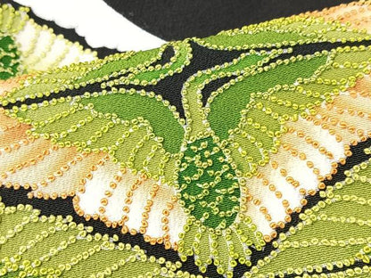 平和屋着物■中国三大刺繍　相良刺繍　黒留袖　双鶴菱文　正絹　逸品　CABK9710xe