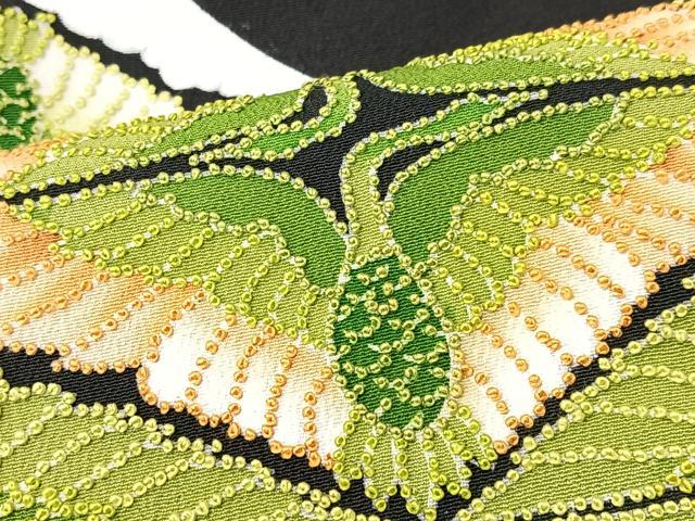 平和屋着物■中国三大刺繍　相良刺繍　黒留袖　双鶴菱文　正絹　逸品　CABK9710xe