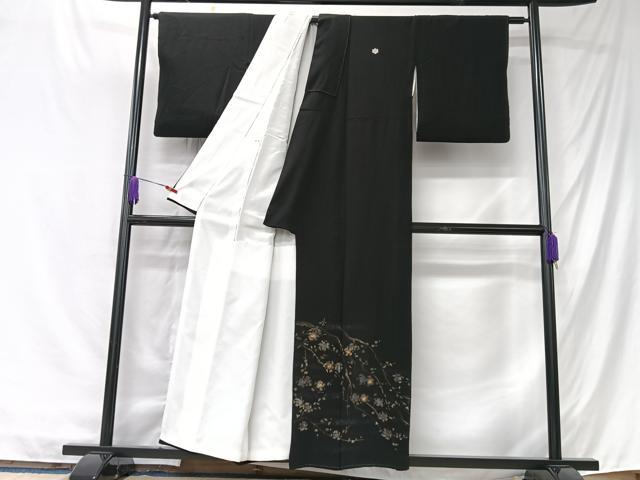 平和屋着物■中国三大刺繍　相良刺繍　黒留袖　枝花文　金彩　正絹　逸品　CABK9712xe