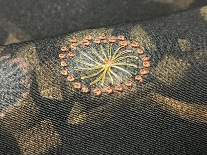 平和屋着物■中国三大刺繍　相良刺繍　黒留袖　枝花文　金彩　正絹　逸品　CABK9712xe